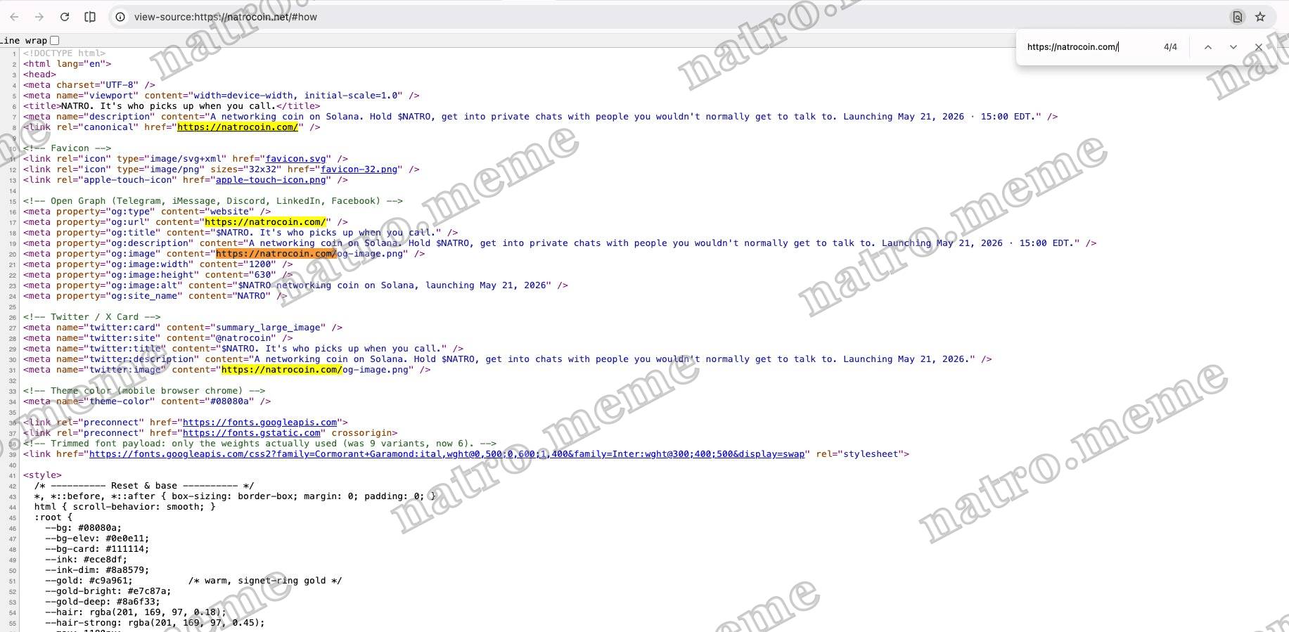 natrocoin.net source HTML (pre-takedown) — view-source:https://natrocoin.net/ — 23 May 19:59